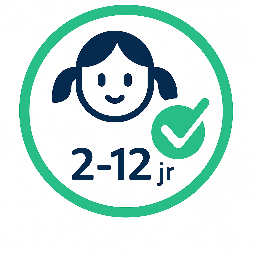Geschikt voor kinderen van 2 tot 12 jaar